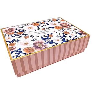 Pooch & Sweetheart STORAGE Box 12.5 x9 Floral Stripes Bible Verse Gift Victorian